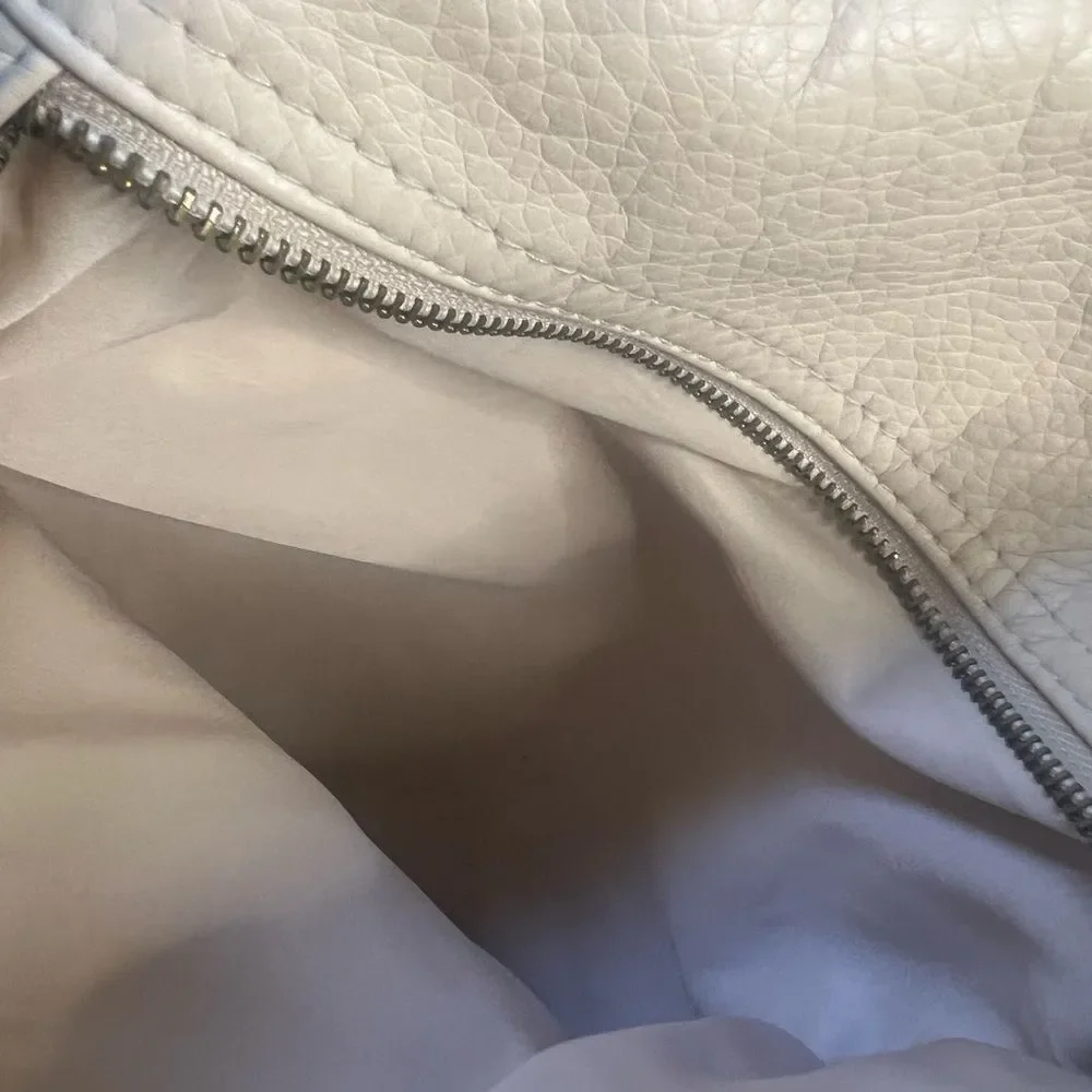 Cream Faux Leather Mini Backpack Pom Pom Charm Boho Casual Daypack Beige